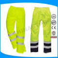 Yellow reflective safety pants with mesh lining